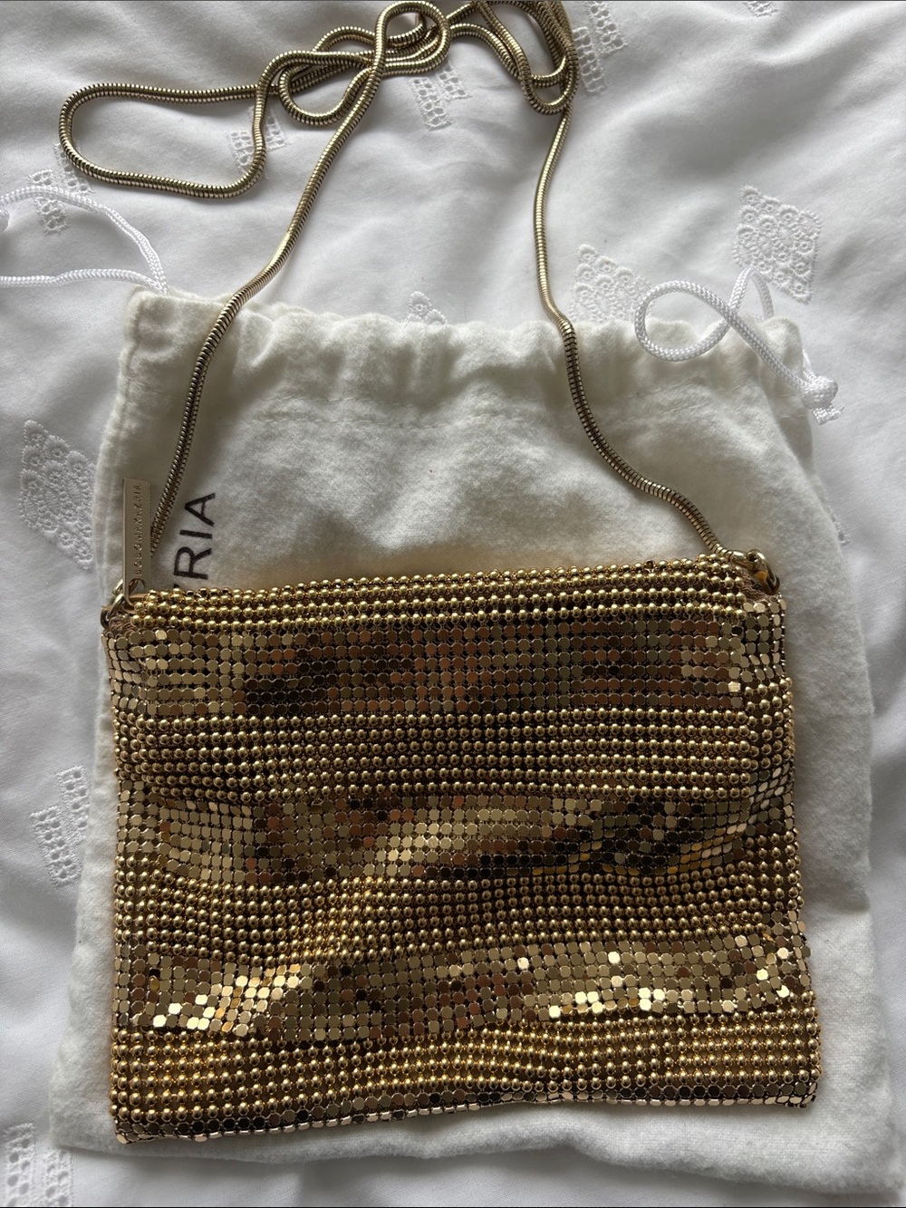 BCBG Gold Sequin Crossbody Evening Bag
